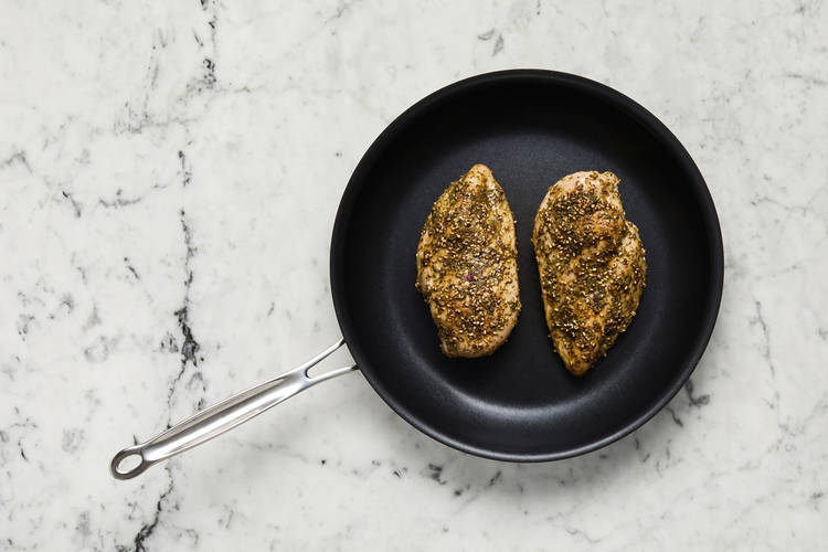 Prep, sear and roast chicken