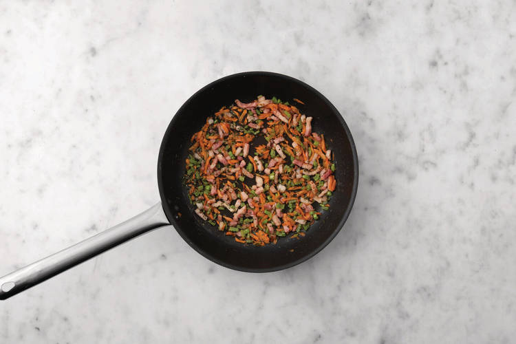 Cook the chorizo & veggies