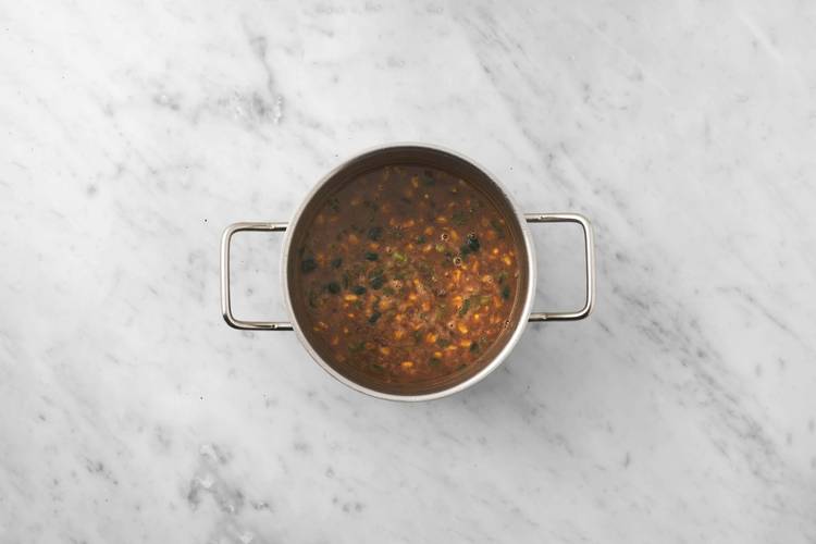 Cook veggies and start soup