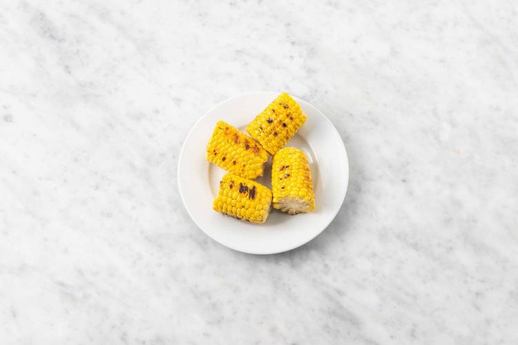 Grill corn and make cilantro-lime dip