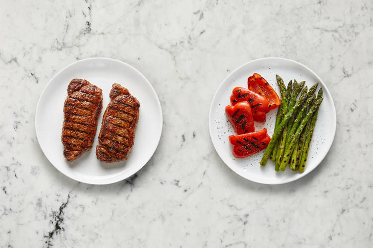 Grill steak and veggies