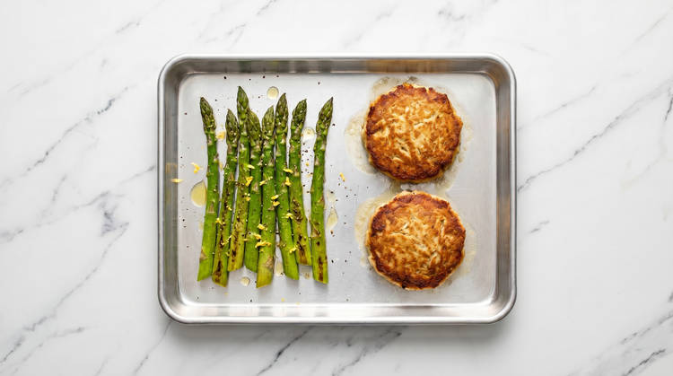 Roast  Asparagus & Crab Cakes