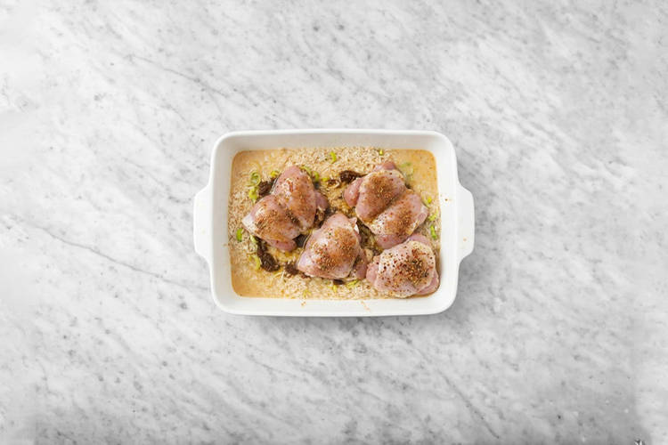Start the chicken rice bake