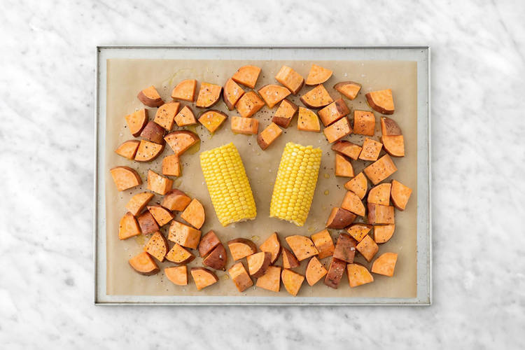 Bake the sweet potato & corn