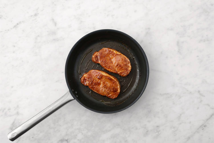 Cook the pork steaks