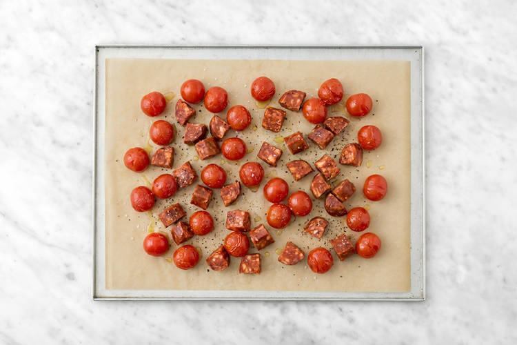Roast the halloumi & tomatoes
