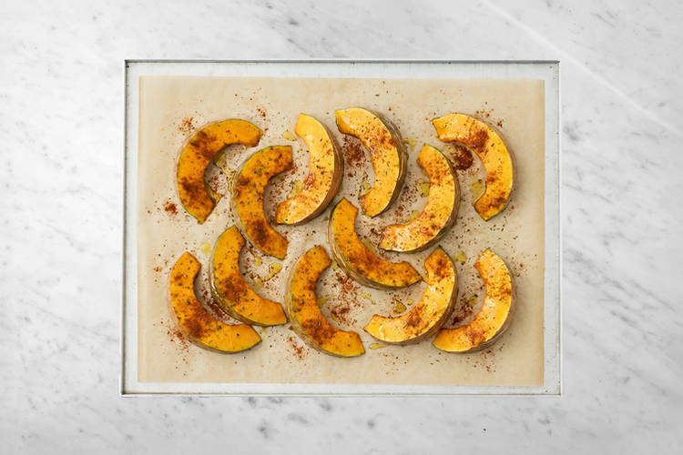 Bake the pumpkin wedges