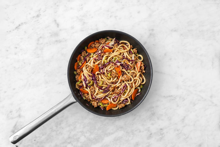 Add the sauce & noodles