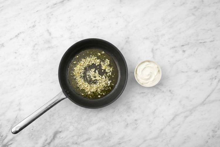 Make the mint garlic yoghurt & cook the prawns