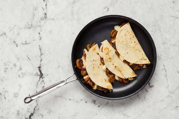 Assemble and sear quesadillas