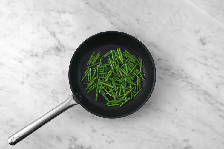Cook the green beans and chicken