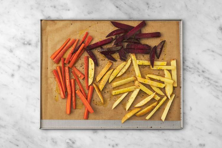 Bake the veggie fries