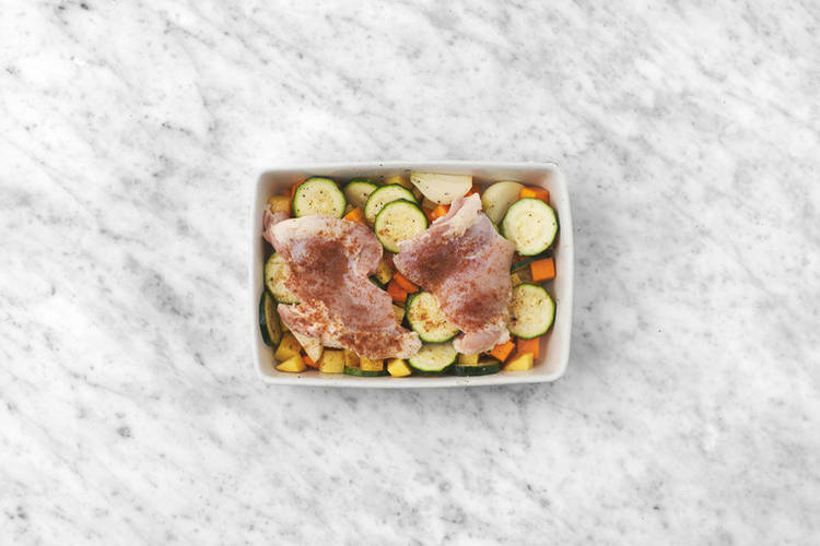 Bake the veggies & prawns