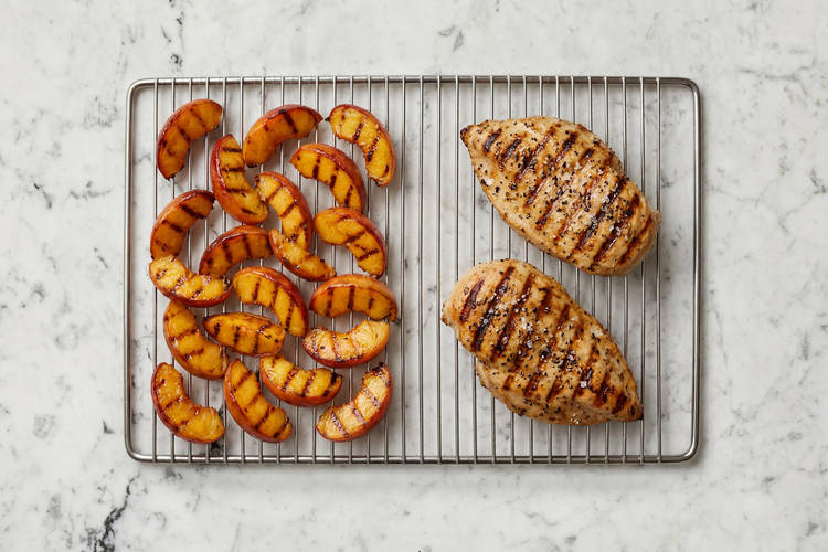 Grill chicken and nectarines
