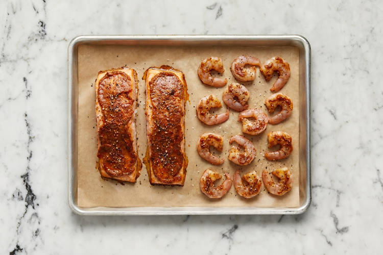 Finish salmon and shrimp