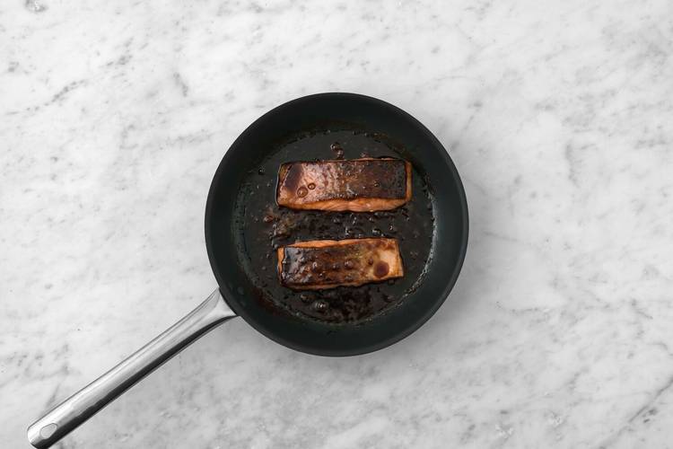 Cook salmon and glaze