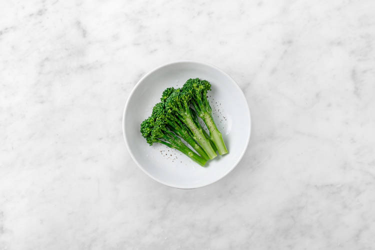 Steam the baby broccoli