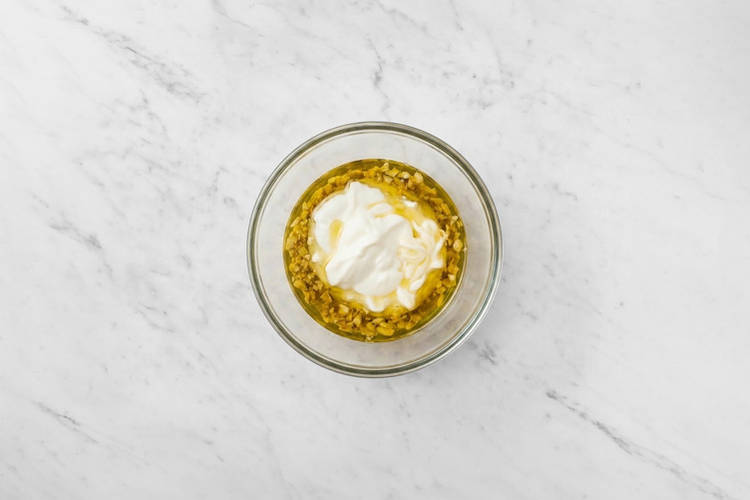 Make the garlic yoghurt