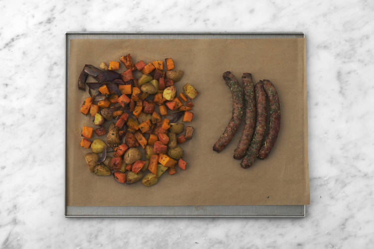 Roast the veggies & sausages
