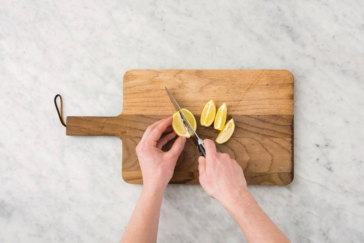 Prep the lemon & cook the chicken
