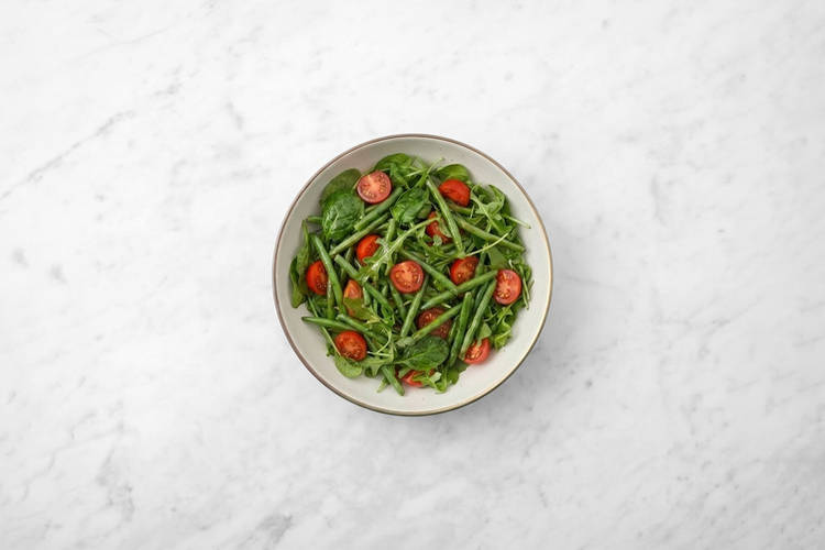 Cook the green beans & toss the salad