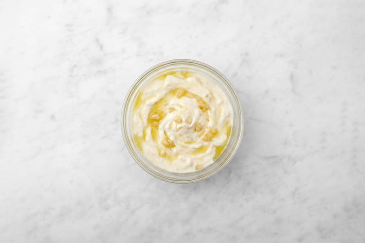 Make the garlic yoghurt