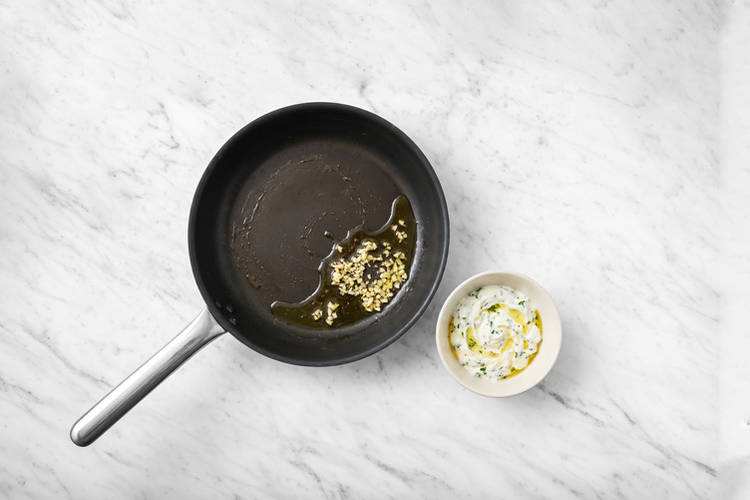 Make the garlic yoghurt
