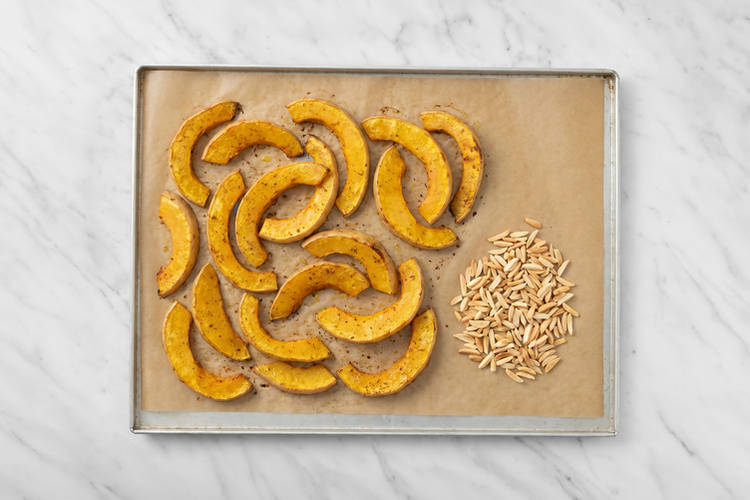 Roast the pumpkin & almonds