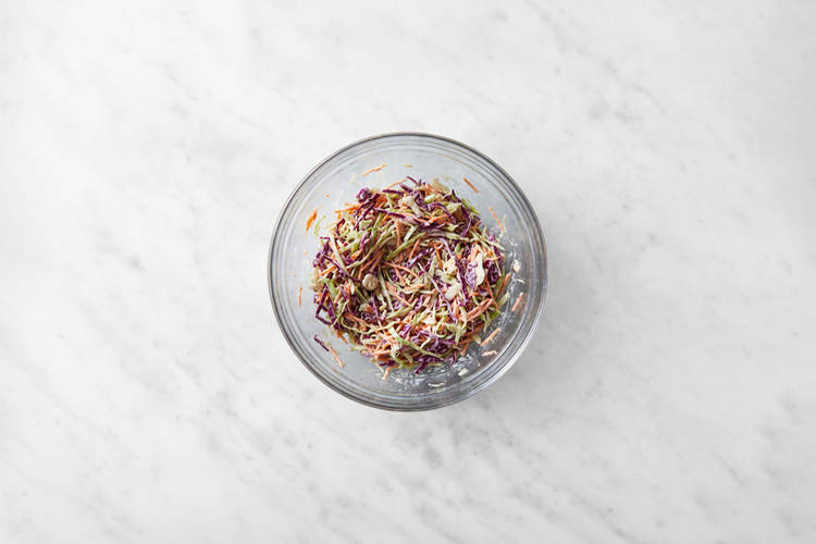 Heat the buns & make the slaw