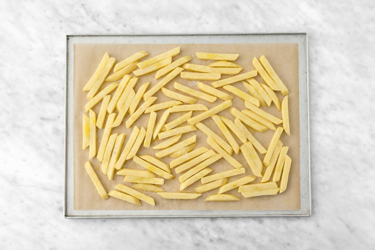 Bake the cheesy fries