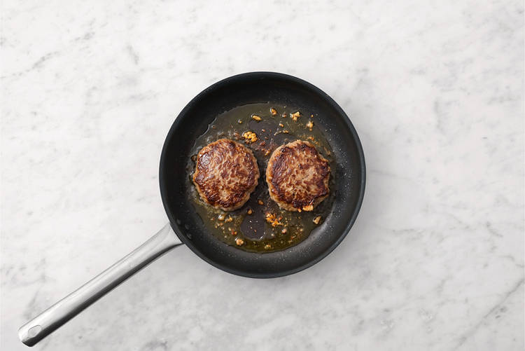 Cook the patties & heat the buns