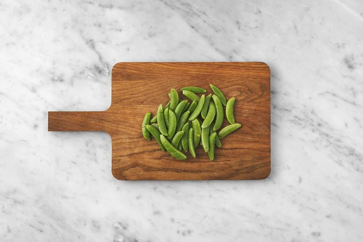 Roast salmon and snap peas