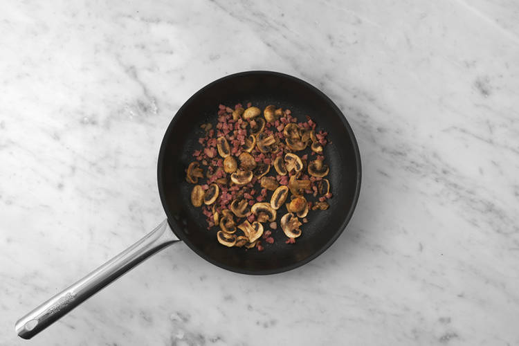 Cook the chicken & mushrooms