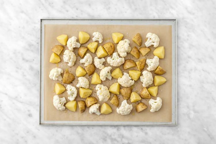Rosta potatis och blomkål