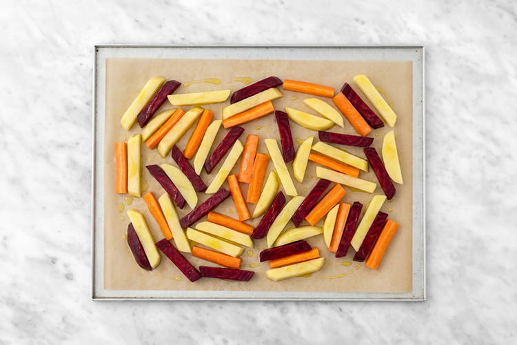 Bake the veggie fries