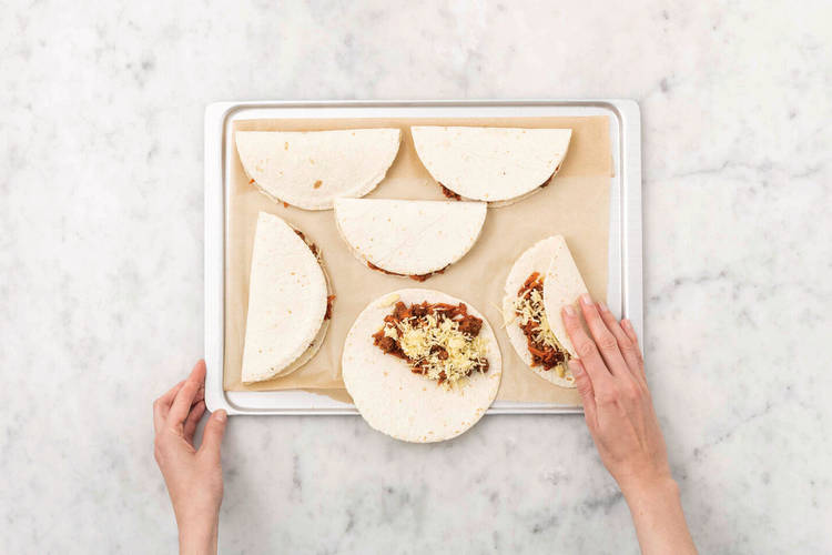 Assemble the quesadillas