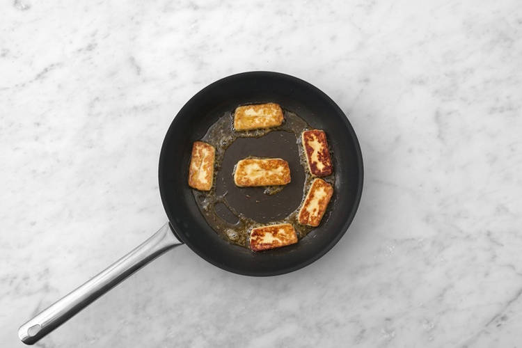 Cook the haloumi and salmon