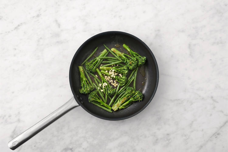 Cook the garlic greens