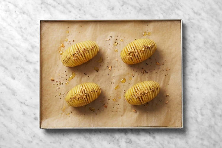 Roast the hassleback potatoes