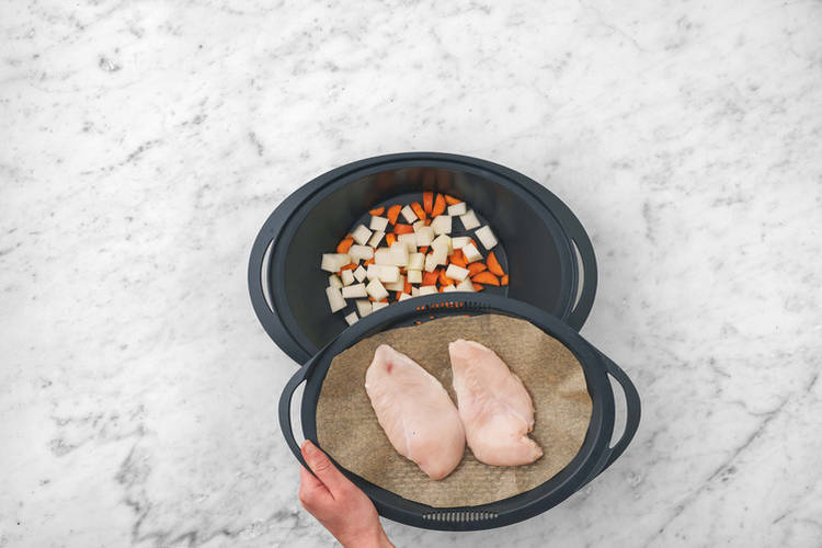 Gemüse & Pouletbrust vorgaren
