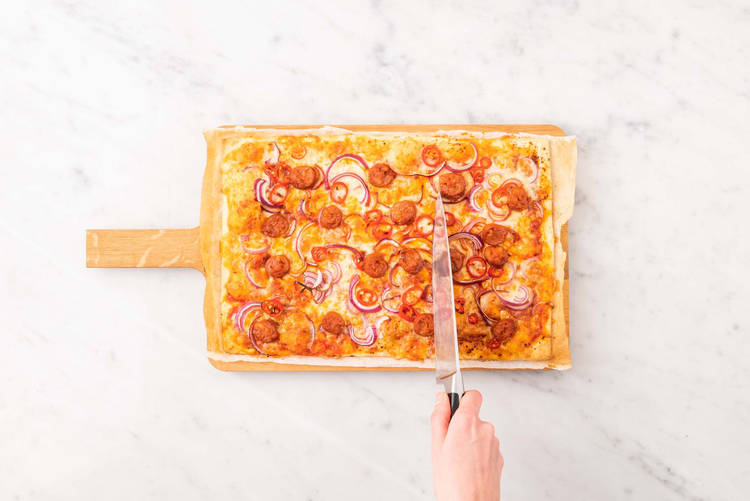 Flammkuchen schneiden