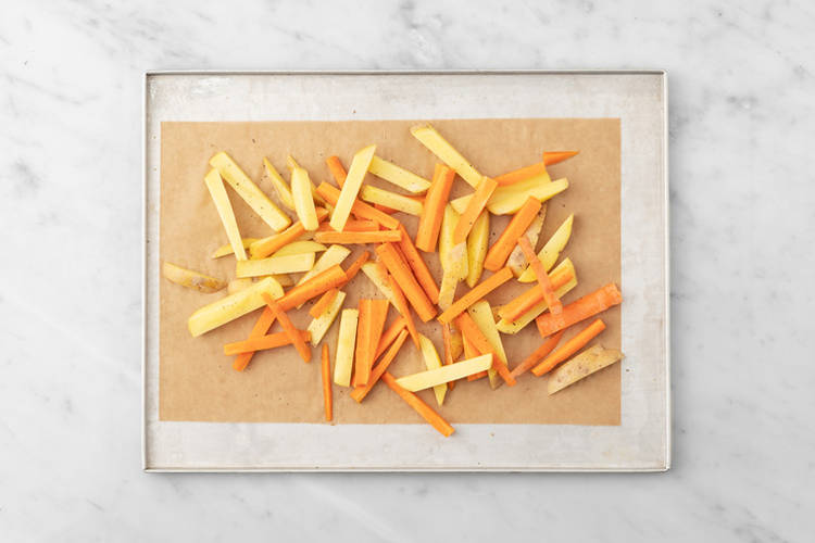 Bake the veggie fries