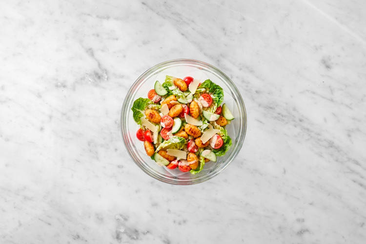 Cook the chicken & toss the salad