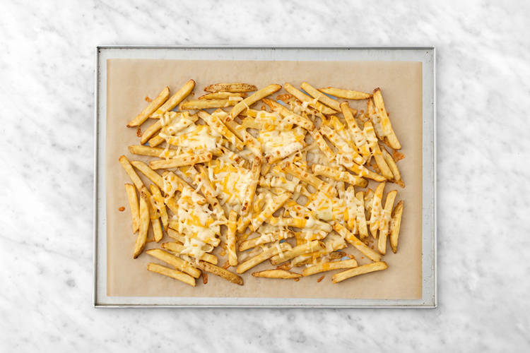 Bake the cheesy fries