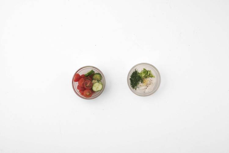 Make tzatziki and marinate salad