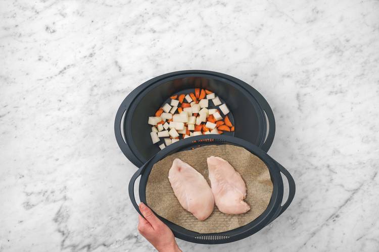 Gemüse & Pouletbrust vorgaren