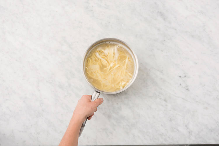 Boil the fettuccine