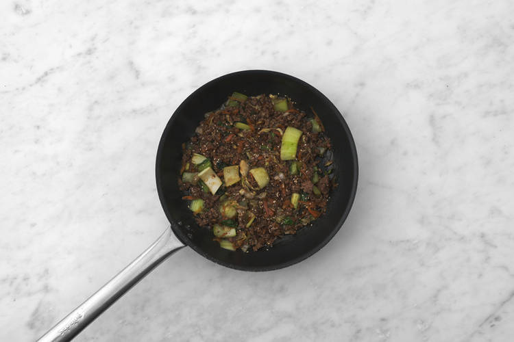Cook the beef & veggies