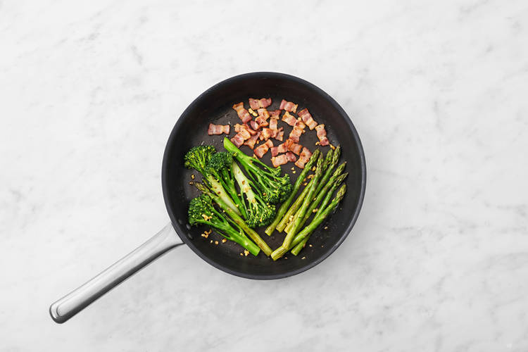 Cook the bacon & veggies