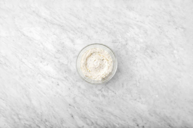 Make the garlic-fetta yoghurt
